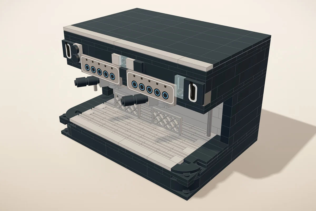 An espresso machine in building bricks