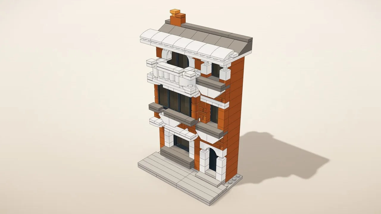 Mini kit: a small version of a house facade in building bricks
