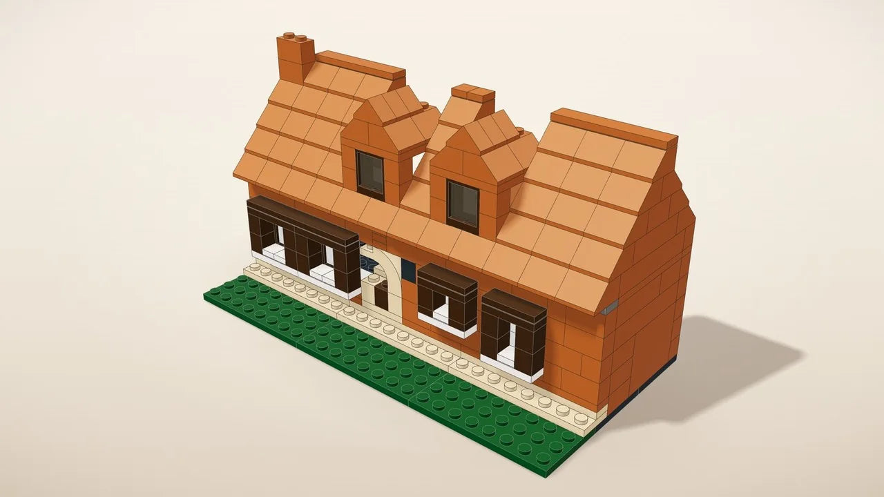 Mini kit: a small version of a house facade in building bricks
