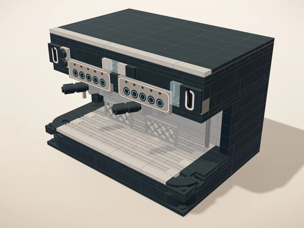 Design 3D en petites briques d’une machine à espresso à deux groupes