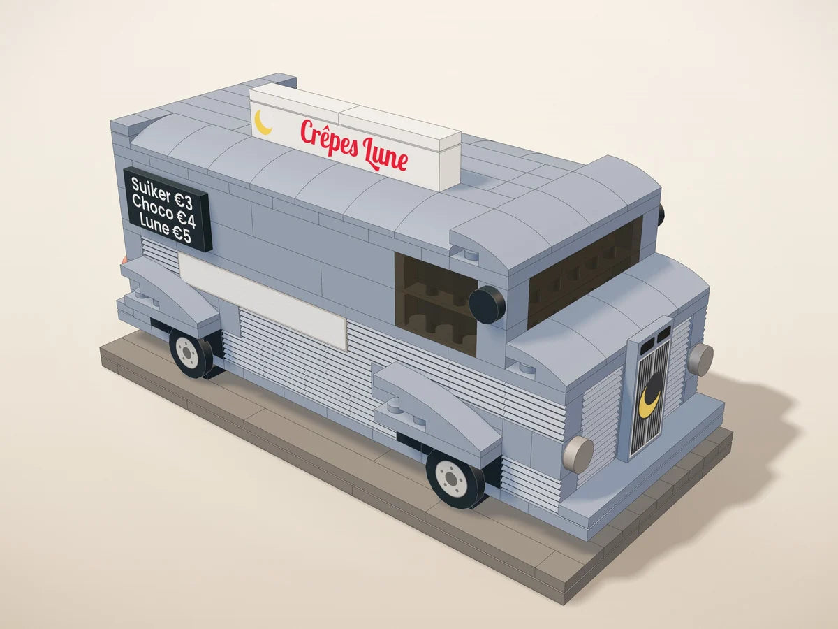 Design 3D en petites briques d’un food truck classique