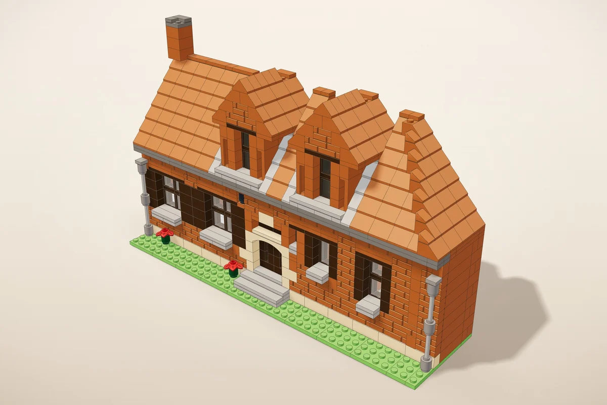 A house with dormers in building bricks