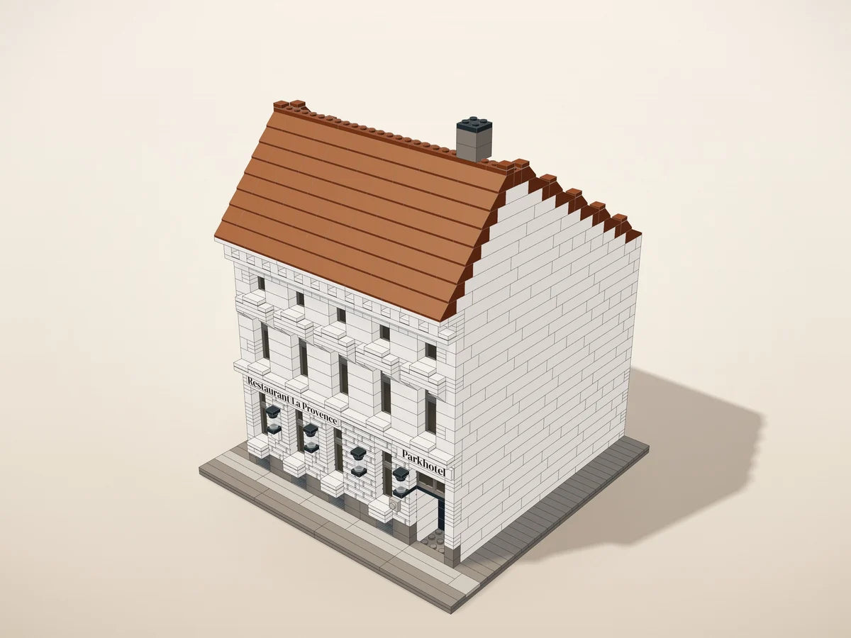 Design 3D en petites briques du Restaurant La Provence et du Parkhotel à Gand, enseignes en autocollants